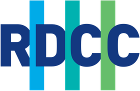 The rdcc logo is blue and green and looks like a cross.