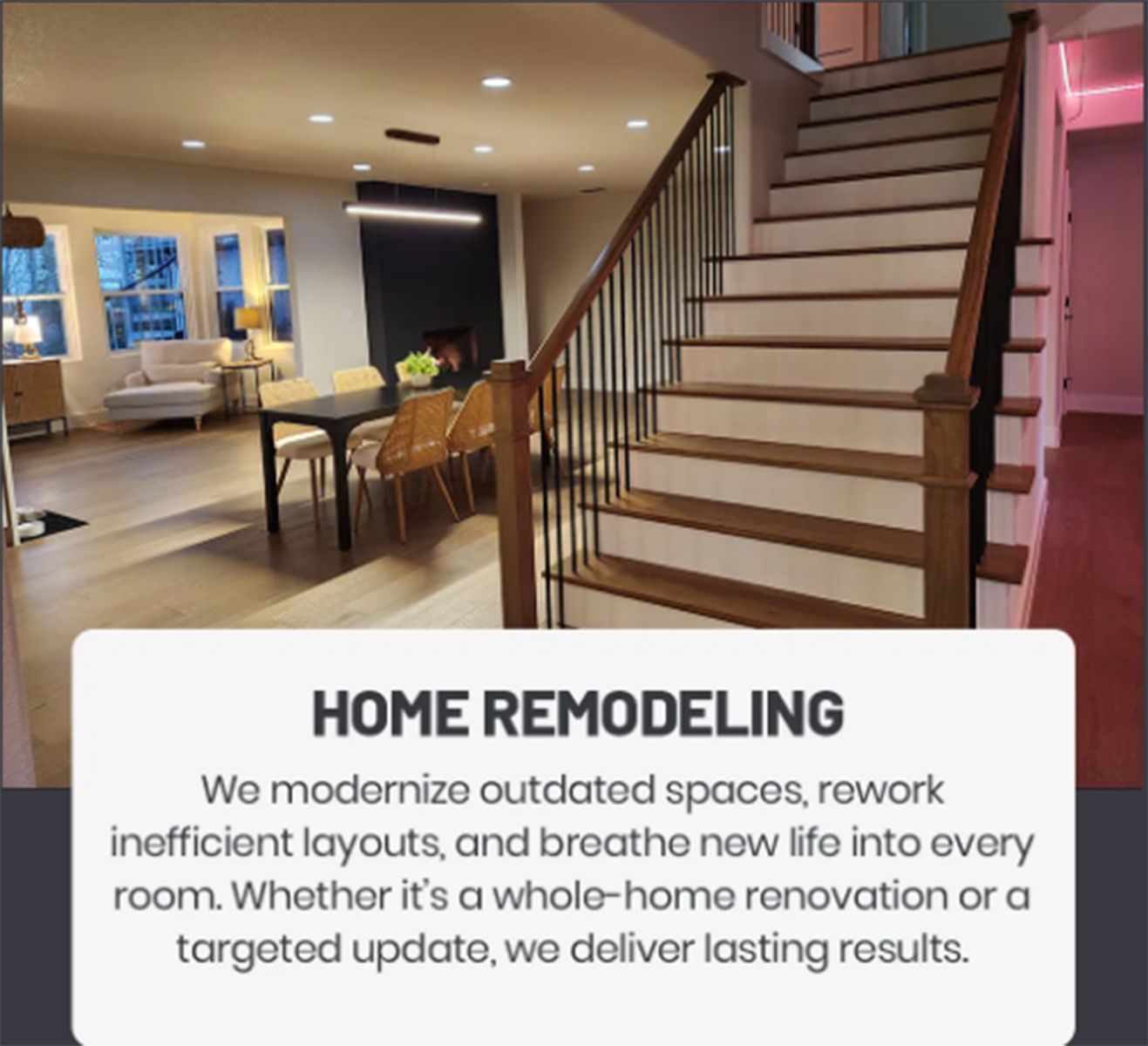 Home exterior: stucco home, red tile roof, home remodeling text.