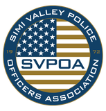 Simi Valley Police Officers Association badge featuring an American flag and text