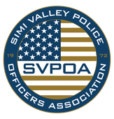 Simi Valley Police Officers Association badge featuring an American flag and text