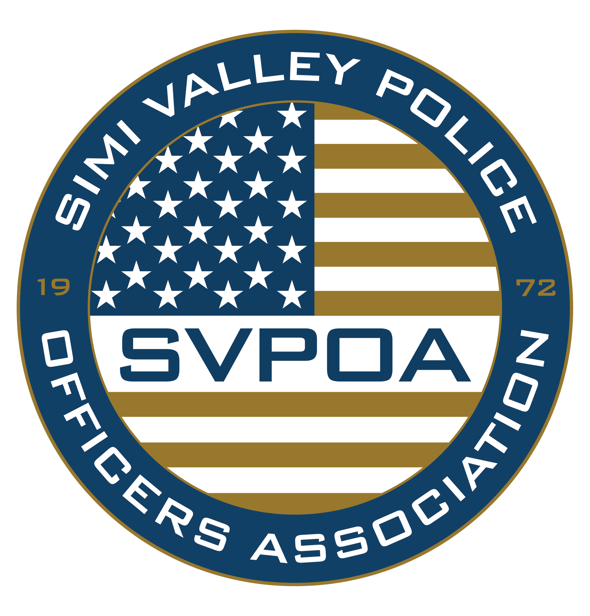 Simi Valley Police Officers Association badge featuring an American flag and text