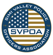 Simi Valley Police Officers Association badge featuring an American flag and text