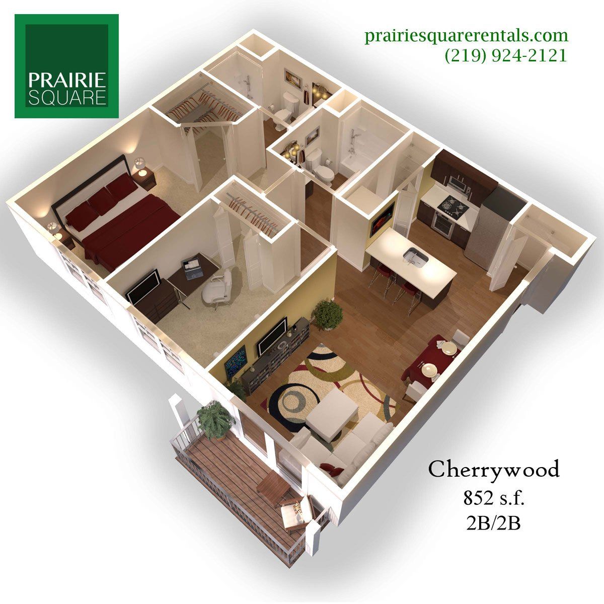 2 bed 2 bath floor plan