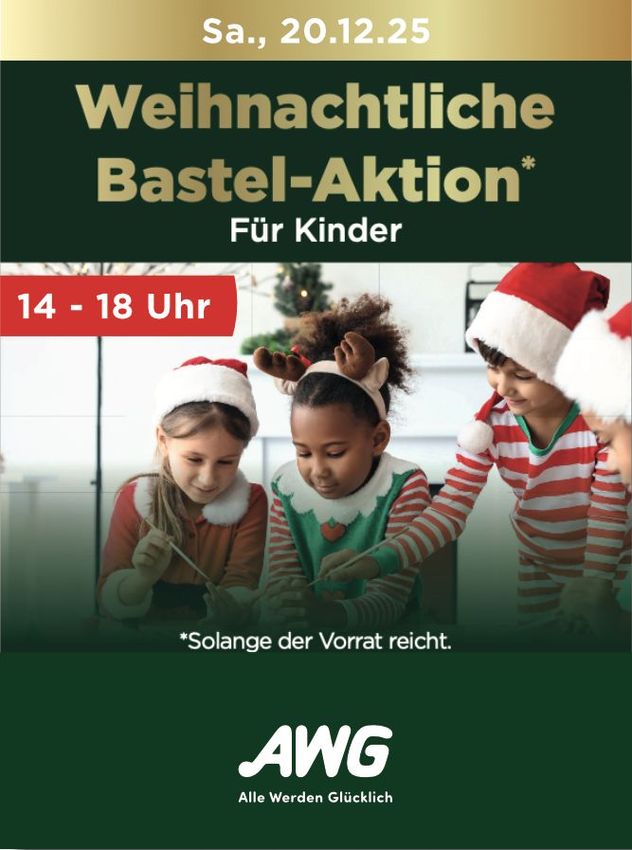 Christmas crafting event for children. Text: 