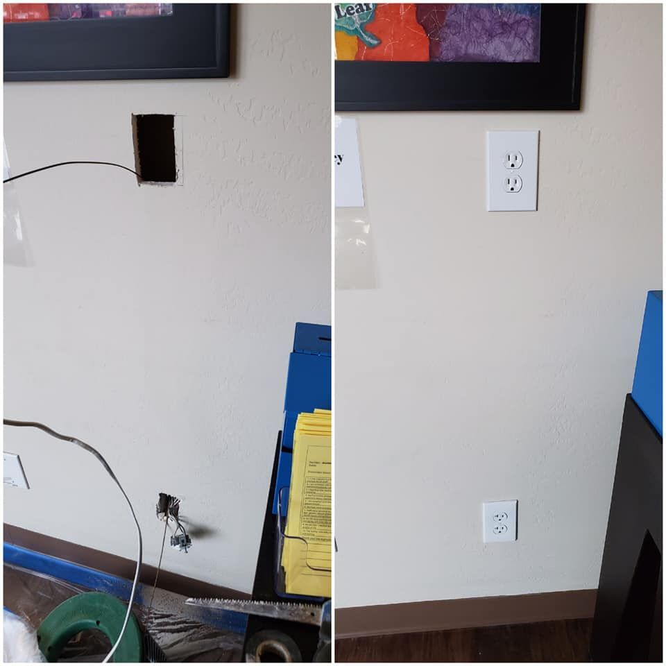 A picture of a wall before and after being painted