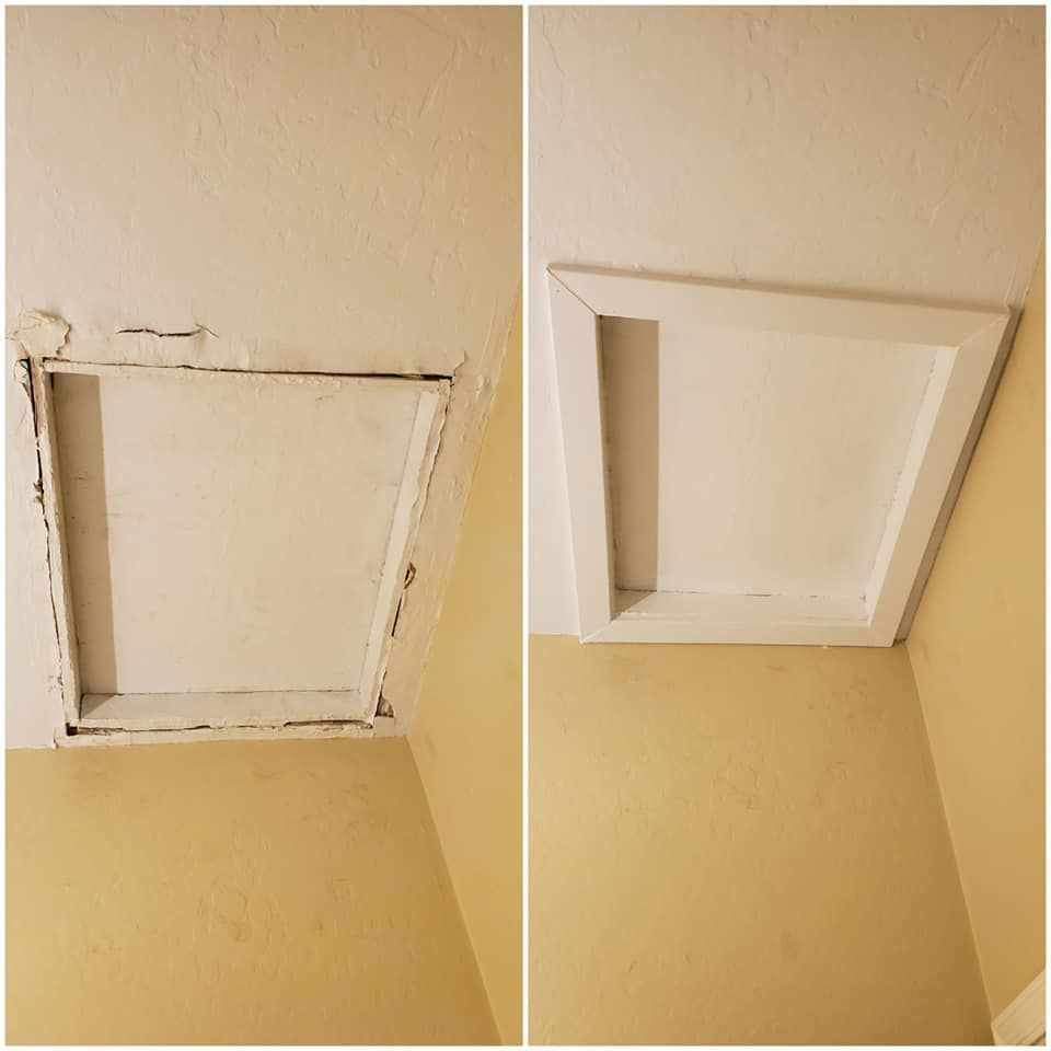 A before and after picture of an air vent in a room.