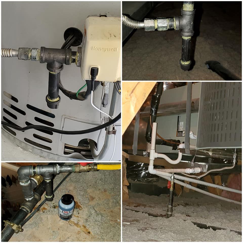A collage of pictures of a water heater