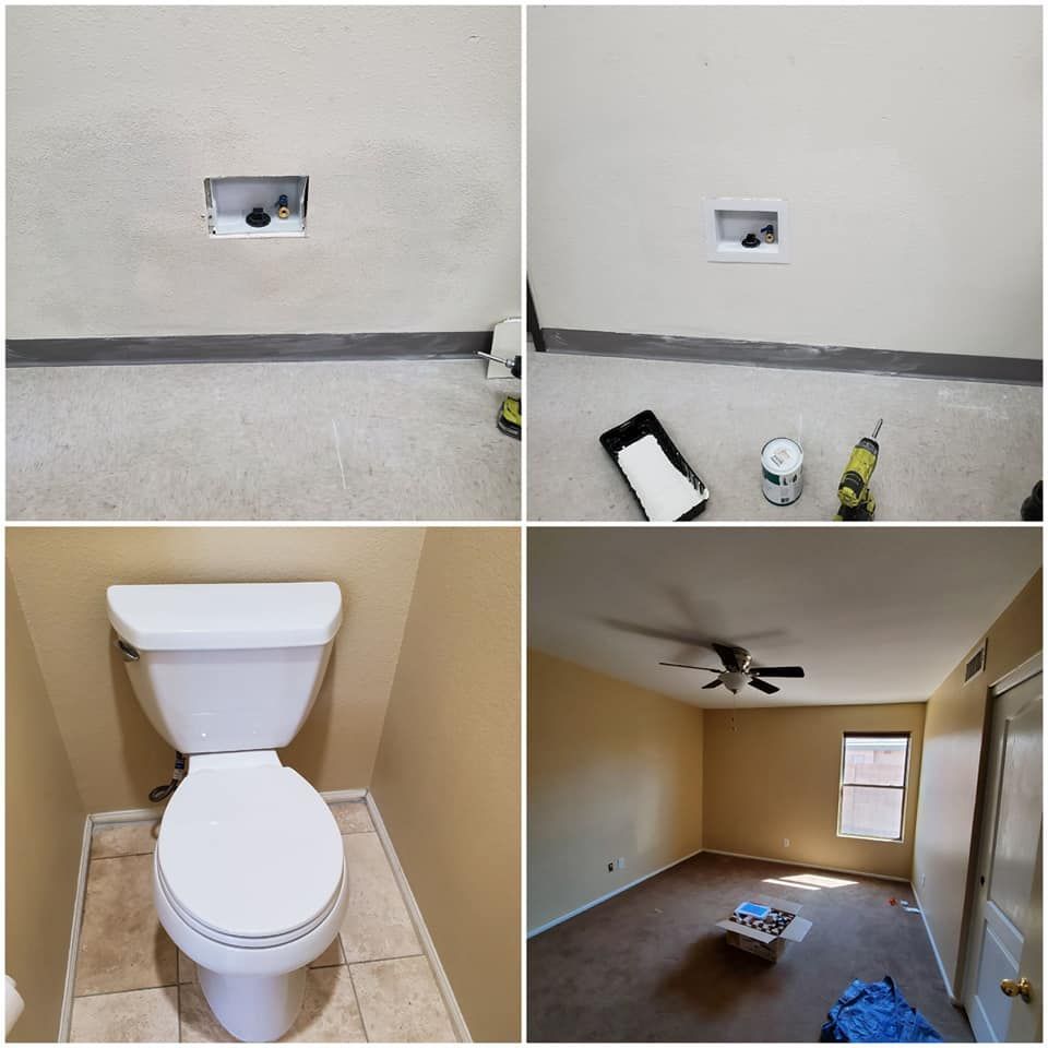 A bathroom with a toilet and a ceiling fan