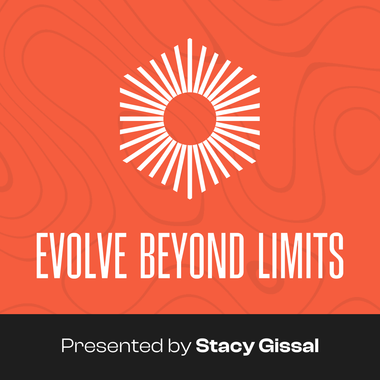 A logo for evolve beyond limits presented by stacy gissal