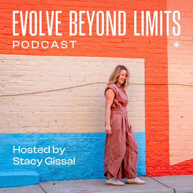 A logo for evolve beyond limits presented by stacy gissal