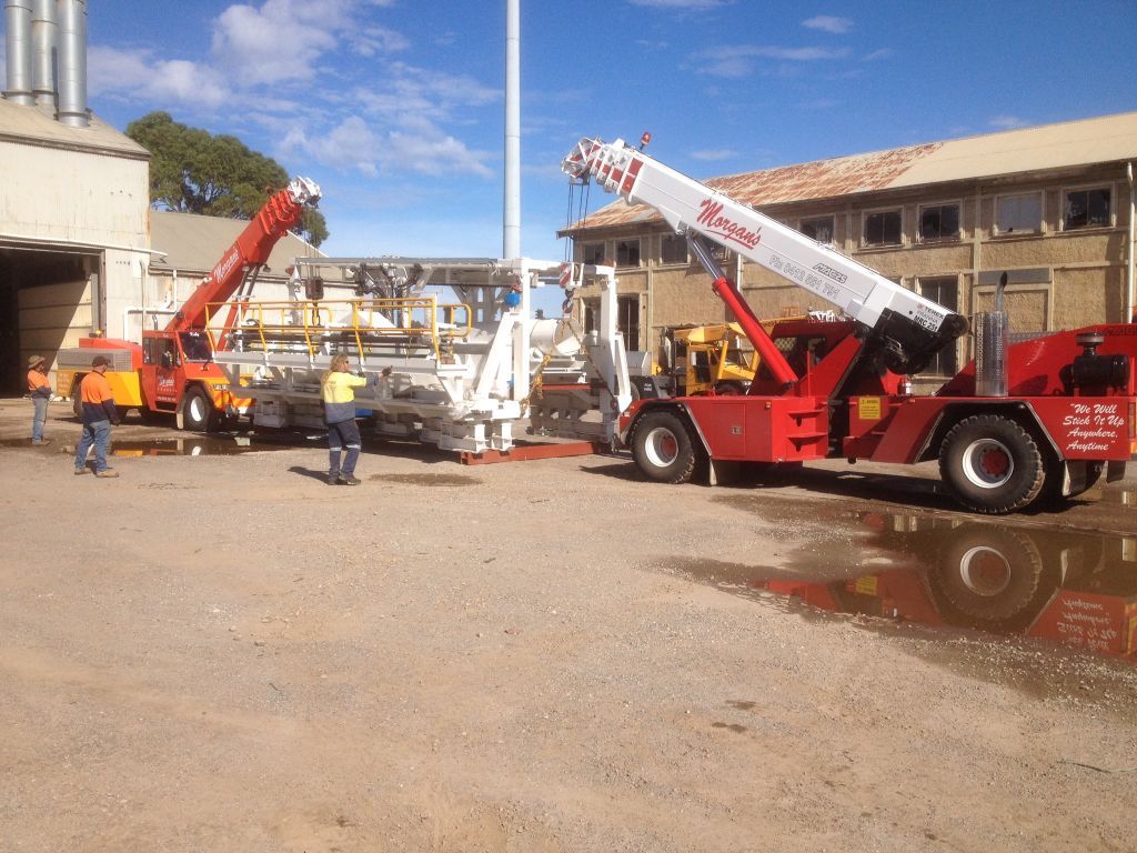 Morgans Crane Hire Adelaide 25T Franna Cranes  - Dual Crane Lift Machinery Move relocation installation