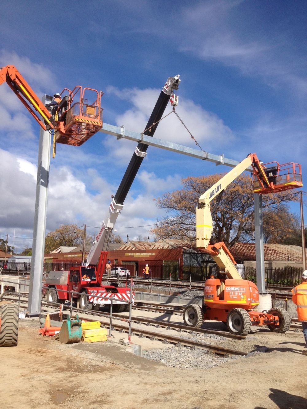Morgans Crane Hire Adelaide 25T Franna Crane Pick and Carry Crane Steel Lifts - Goodwood Rail
