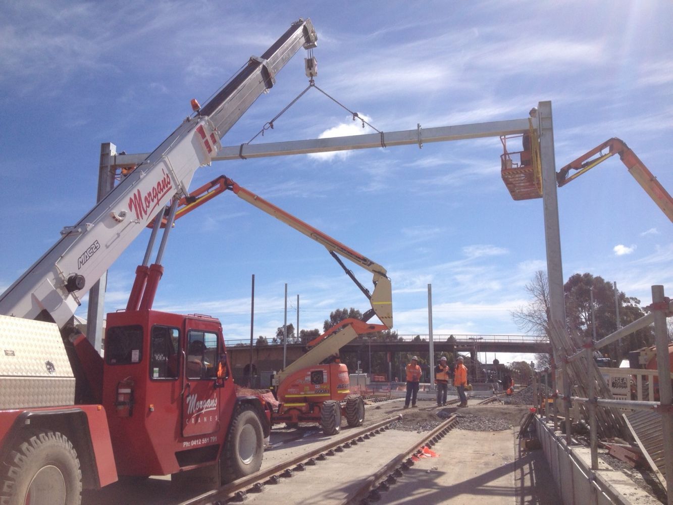 Morgans Crane Hire Adelaide 25T Franna Crane Picka and Carry- Goodwood Rail Crane Steel works