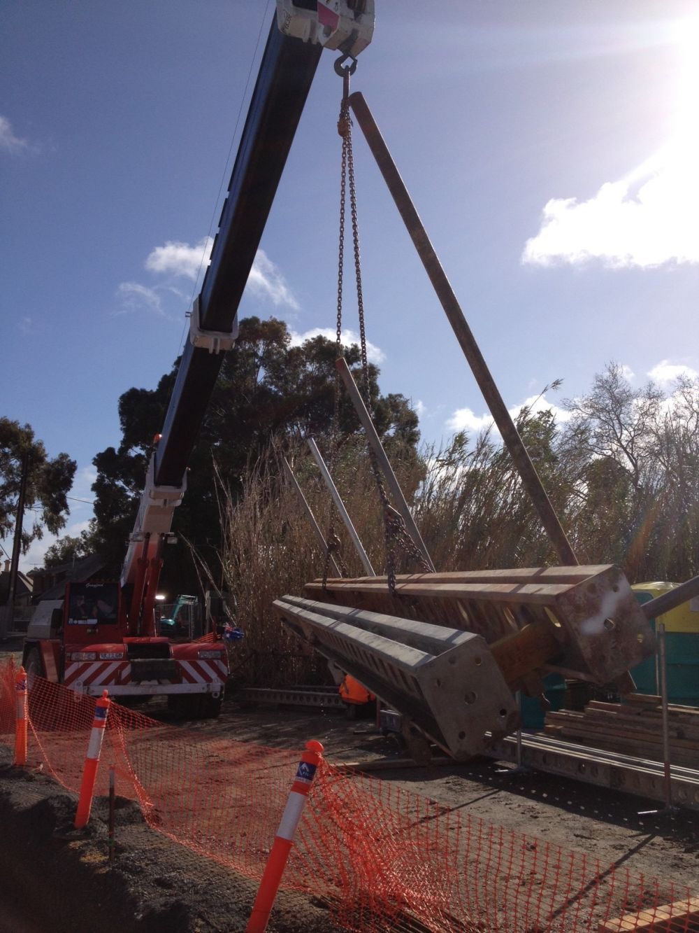 Morgans Crane Hire 25T Franna Crane Adelaide Steel Lifts- Goodwood Railway