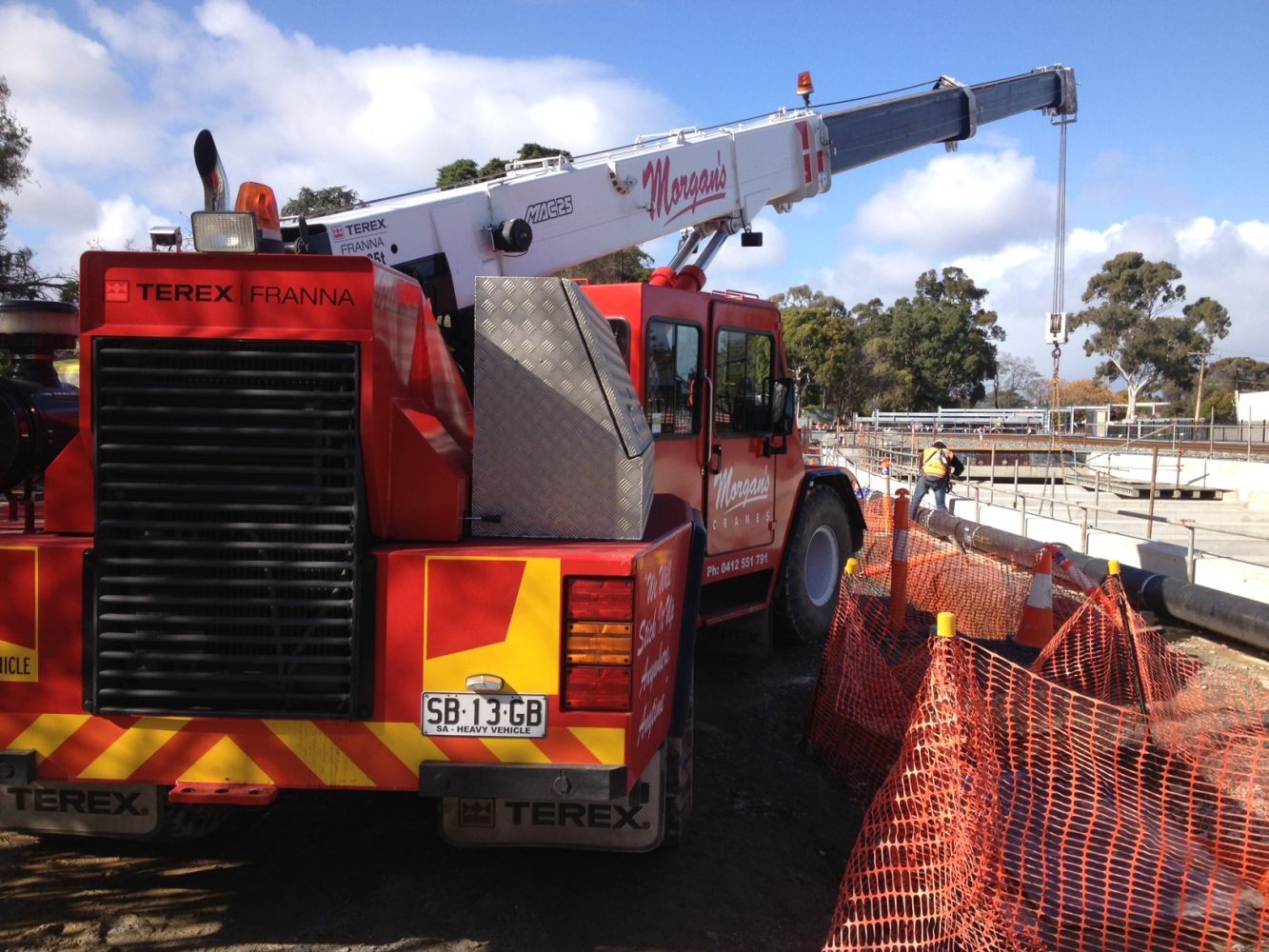 25T Franna at Goodwood Rail Pick and Carry Steel Work