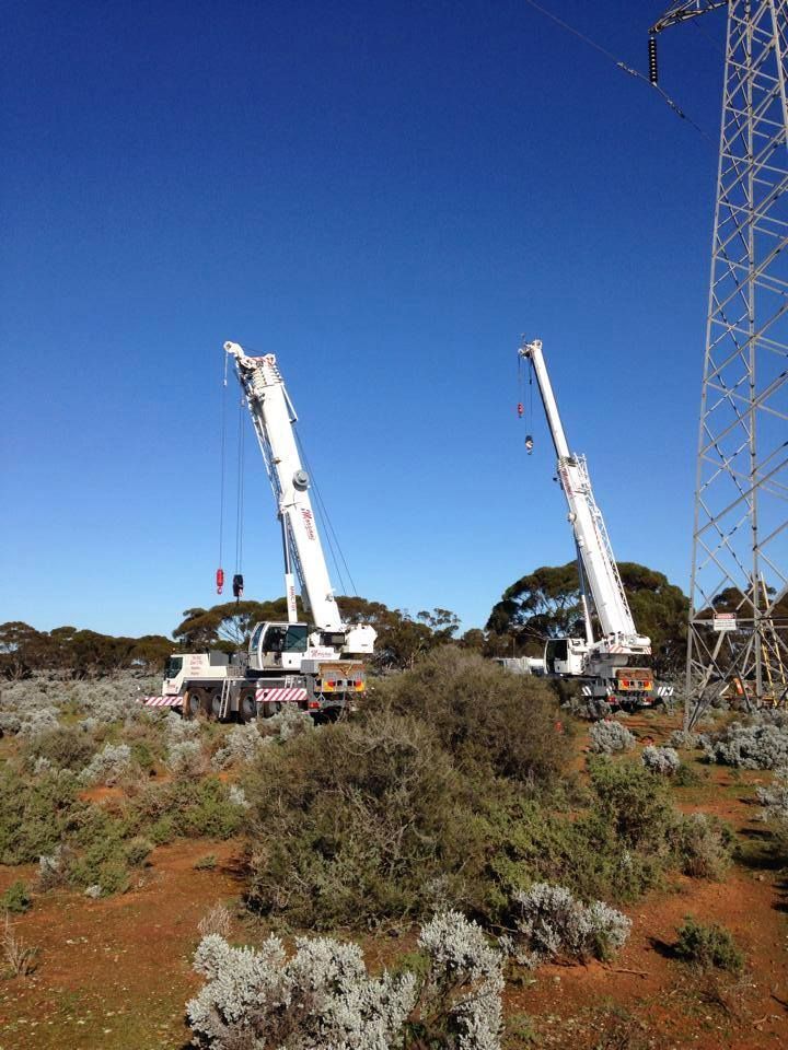 Morgans Cranes Hire Adelaide 55T and 70T Liebherr All Terrain Cranes Clare working with SA Power Networks