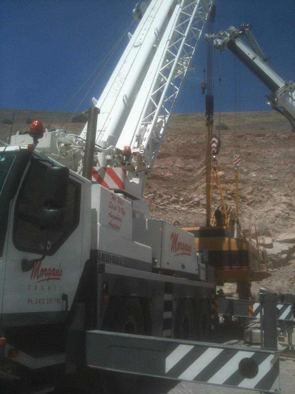 Morgans Crane Hire Adelaide 55T All Terrain Crane (Liebherr) lifting mining equipment