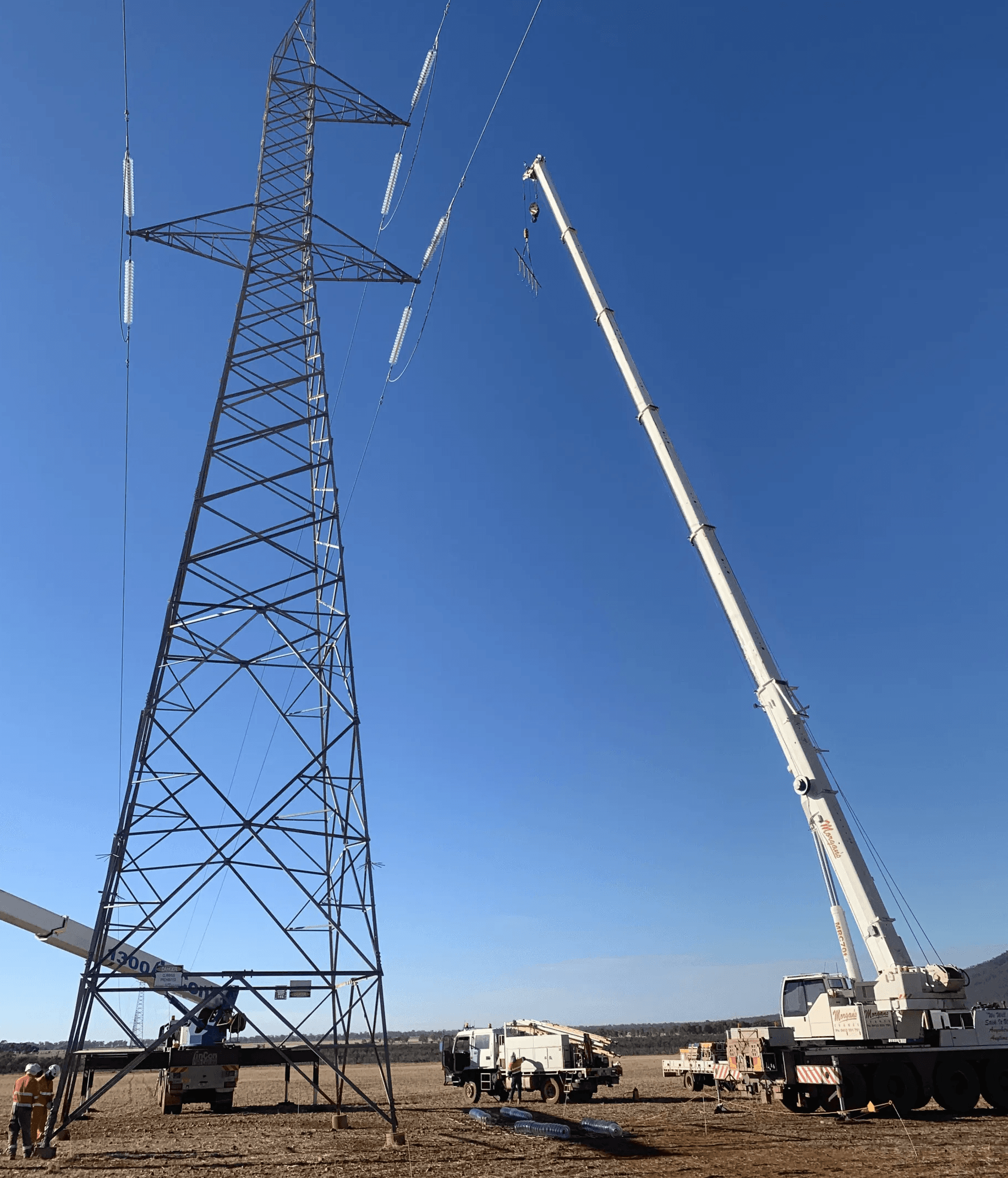 Transmission tower maintenance with All Terrain Cranes