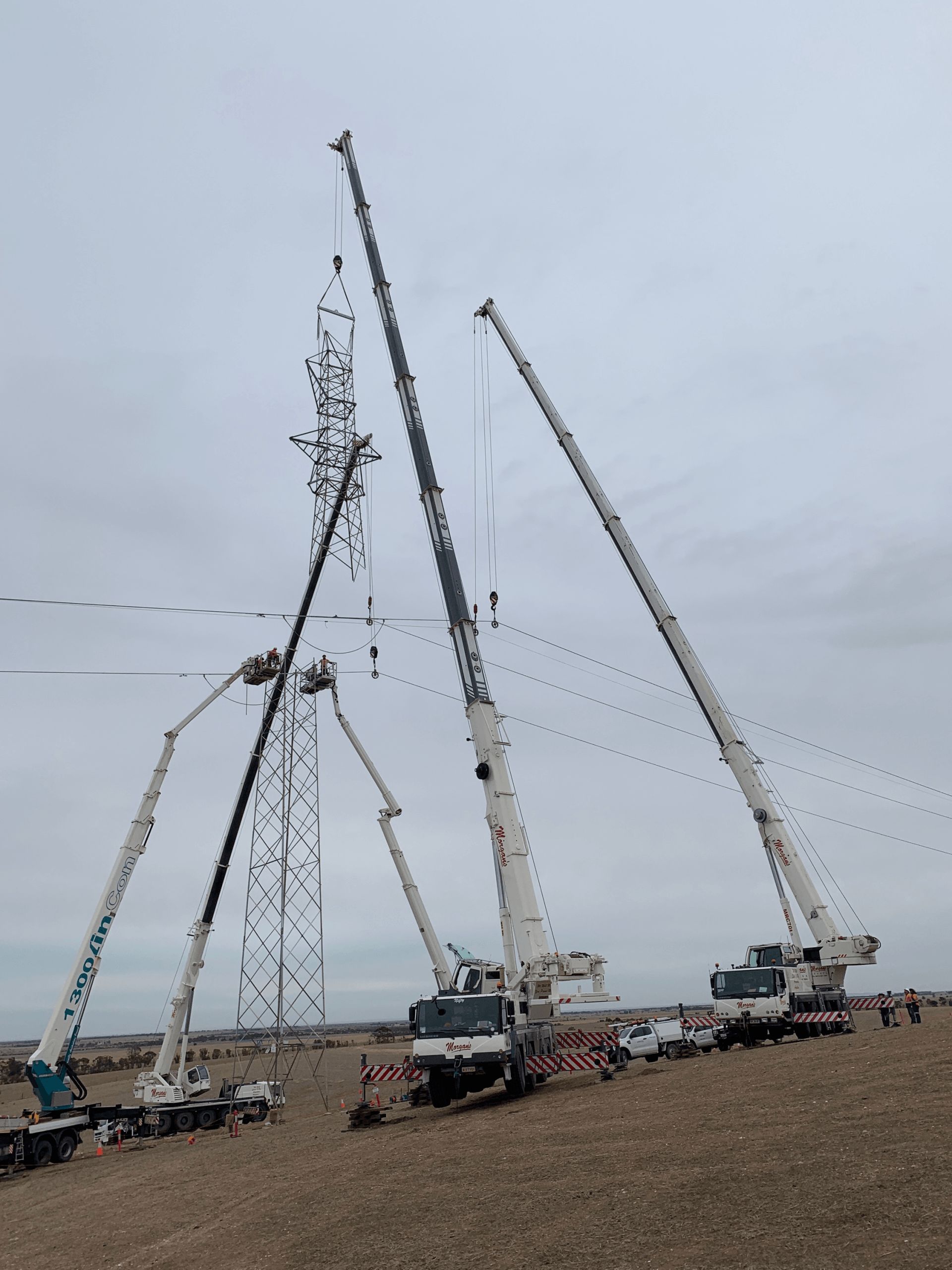 Transmission Tower Maintenance With All Terrain Crane