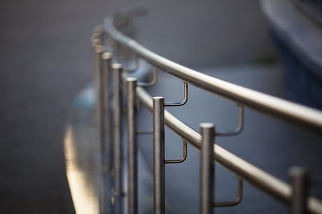 a circular stainless steel handrails