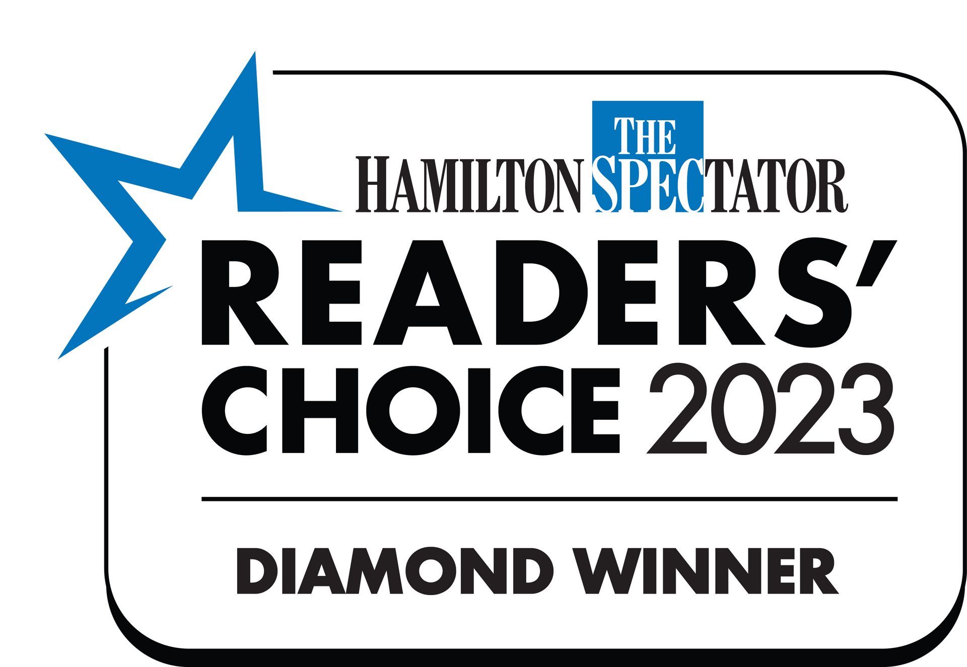 the hamilton spectator readers ' choice 2023 diamond winner logo