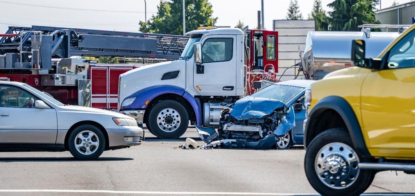 Multiple vehicle collision with heavy damage