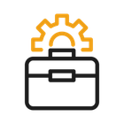 Briefcase with a gear icon above.