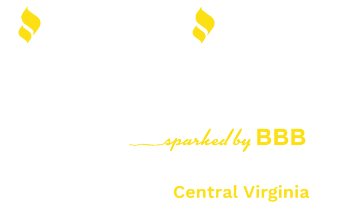 Two gold flame-like symbols, one in each top corner, on a white background.