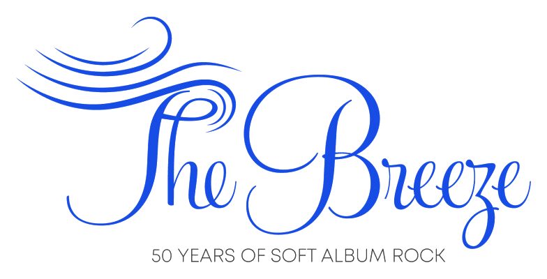 A blue logo for the breeze 50 years of soft album rock