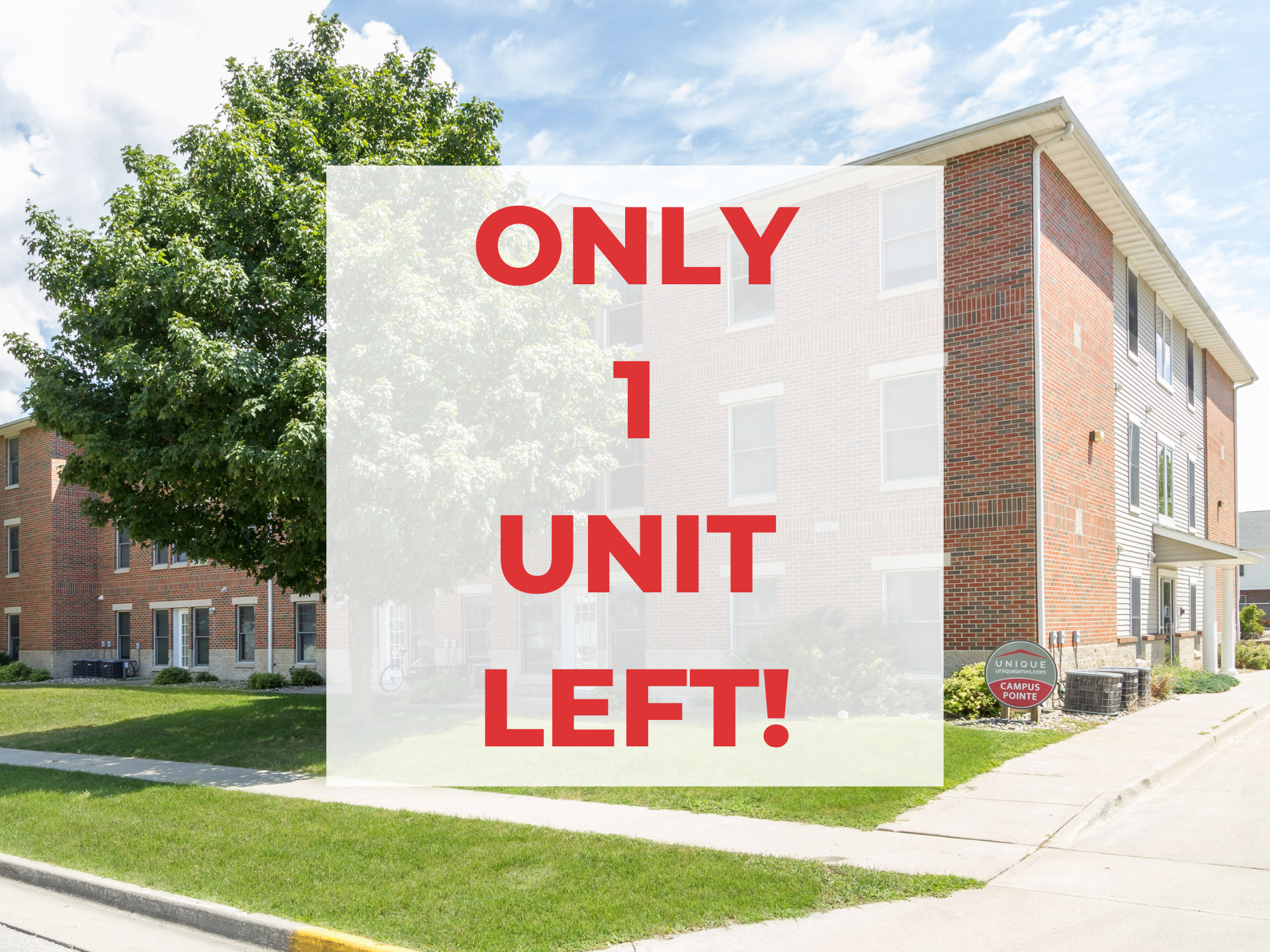 Exterior view of 150 Campus, a comfortable apartment building in Ames, IA offering convenient living spaces close to ISU amenities.