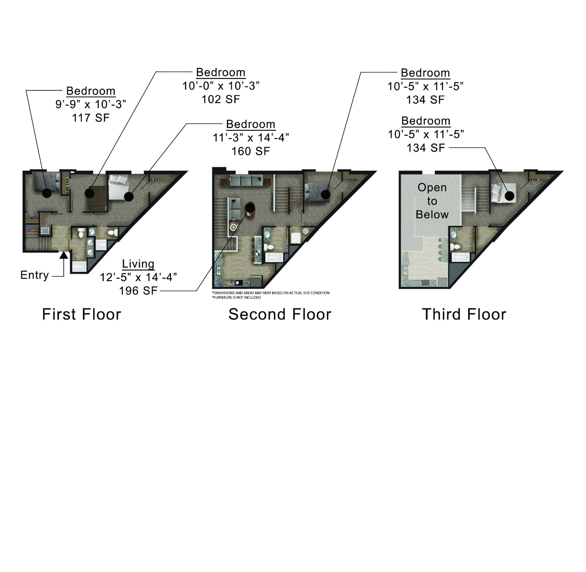 Clocktower Place | Floor plan layout of a spacious apartment unit at Unique Apartment Homes in Ames, IA, featuring modern design and functional living spaces.