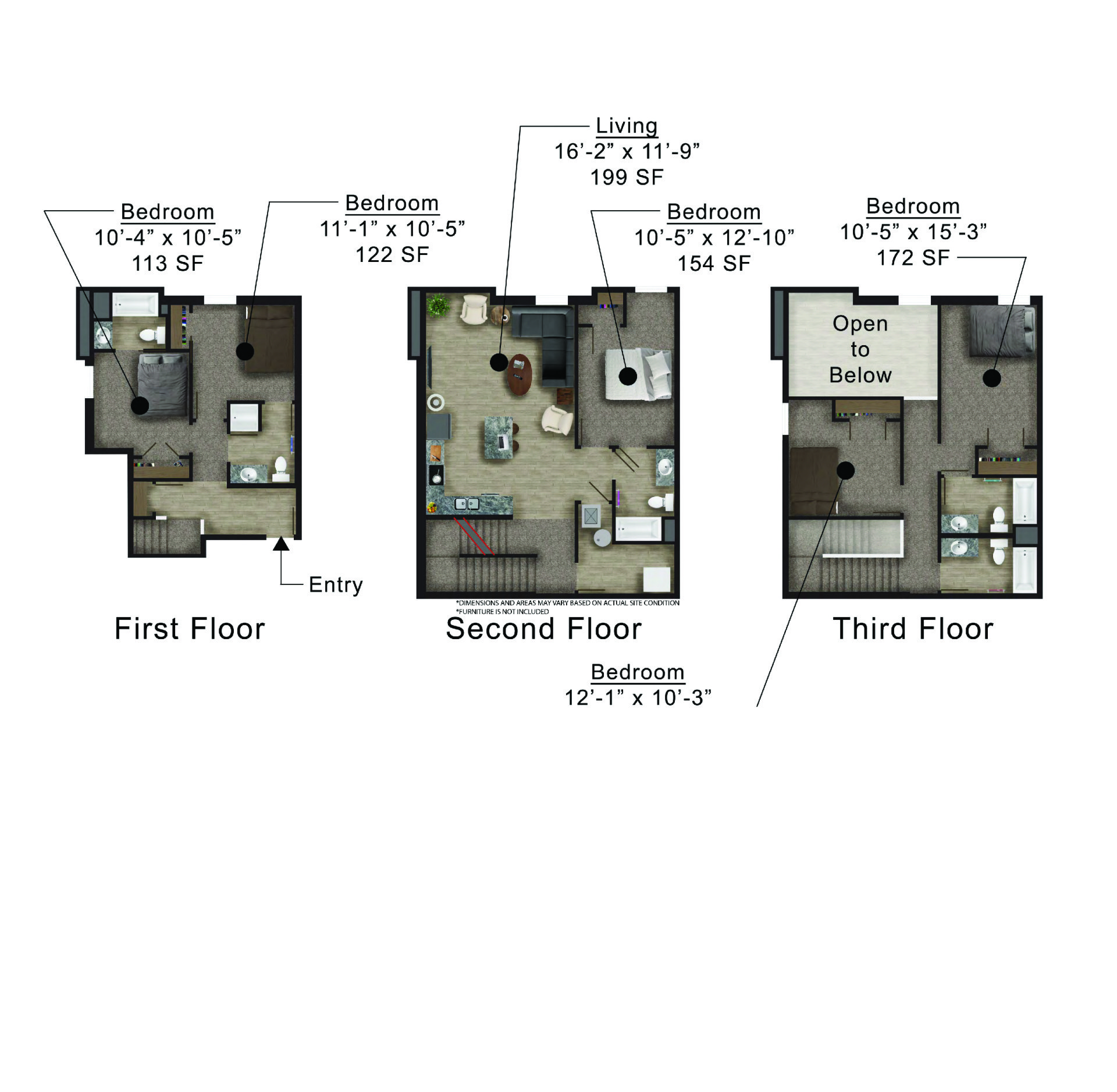 Clocktower Place | Floor plan layout of a spacious apartment unit at Unique Apartment Homes in Ames, IA, featuring modern design and functional living spaces.