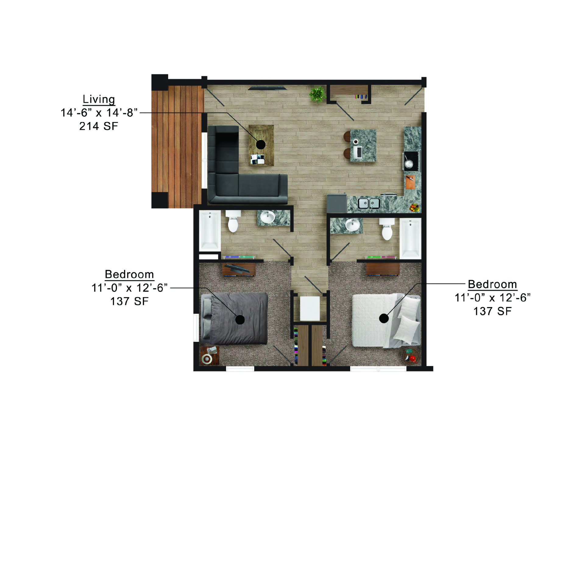 Aurora Heights | Floor plan layout of a spacious apartment unit at Unique Apartment Homes in Ames, IA, featuring modern design and functional living spaces.