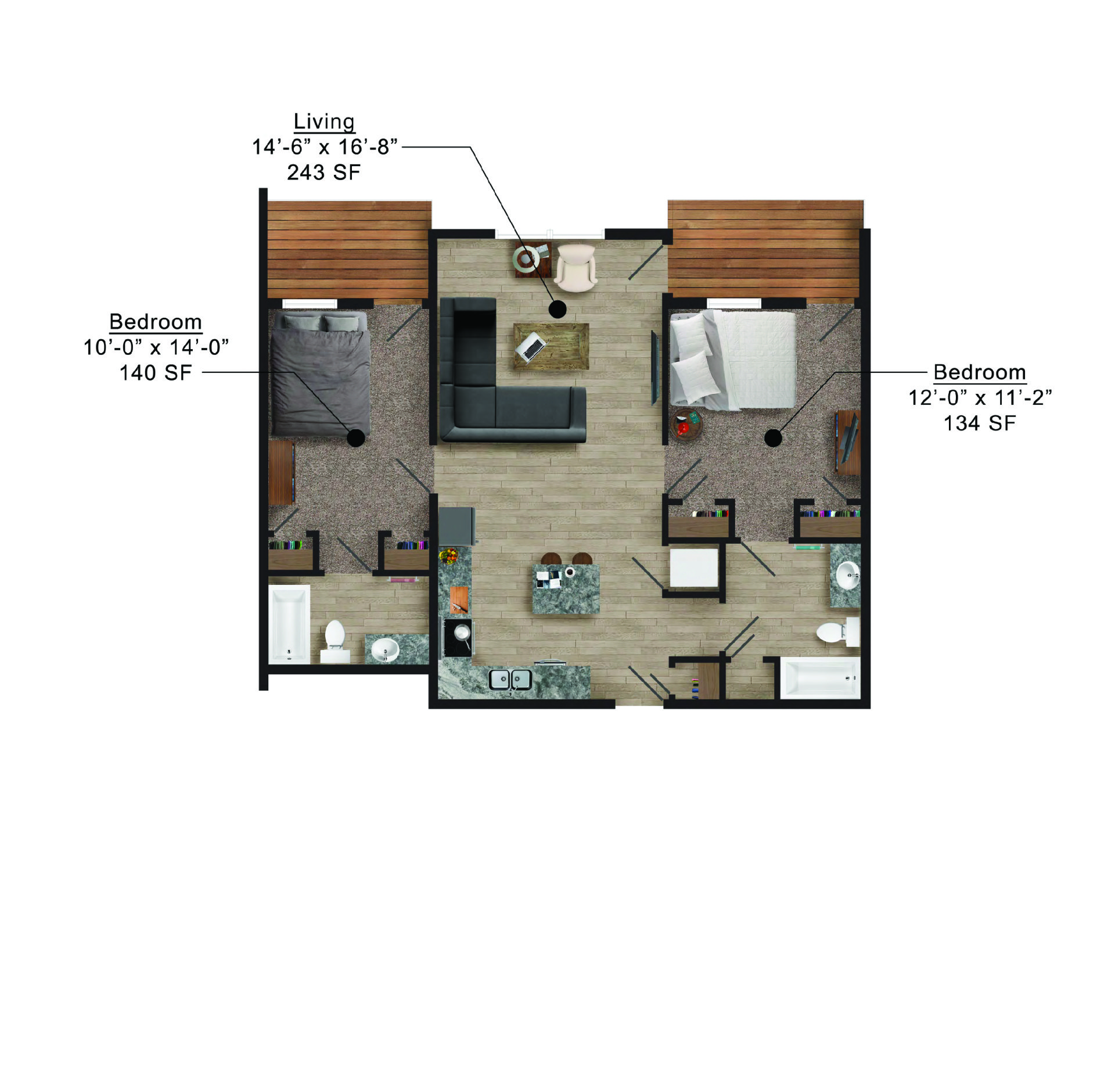 Aurora Heights | Floor plan layout of a spacious apartment unit at Unique Apartment Homes in Ames, IA, featuring modern design and functional living spaces.