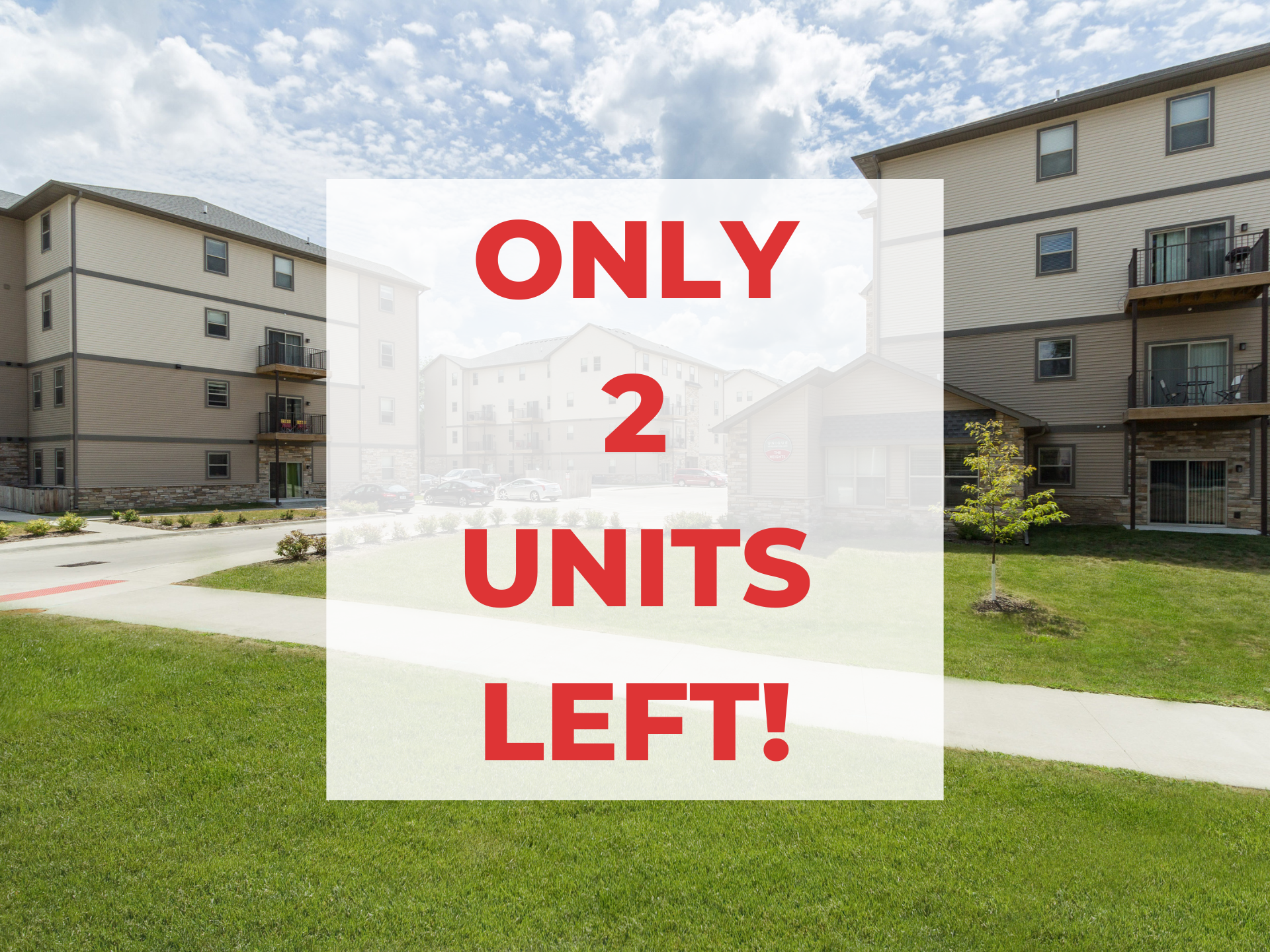 Exterior view of The Heights at Lincoln Swing, a modern apartment complex in Ames, IA offering convenient living spaces close to local & ISU amenities.