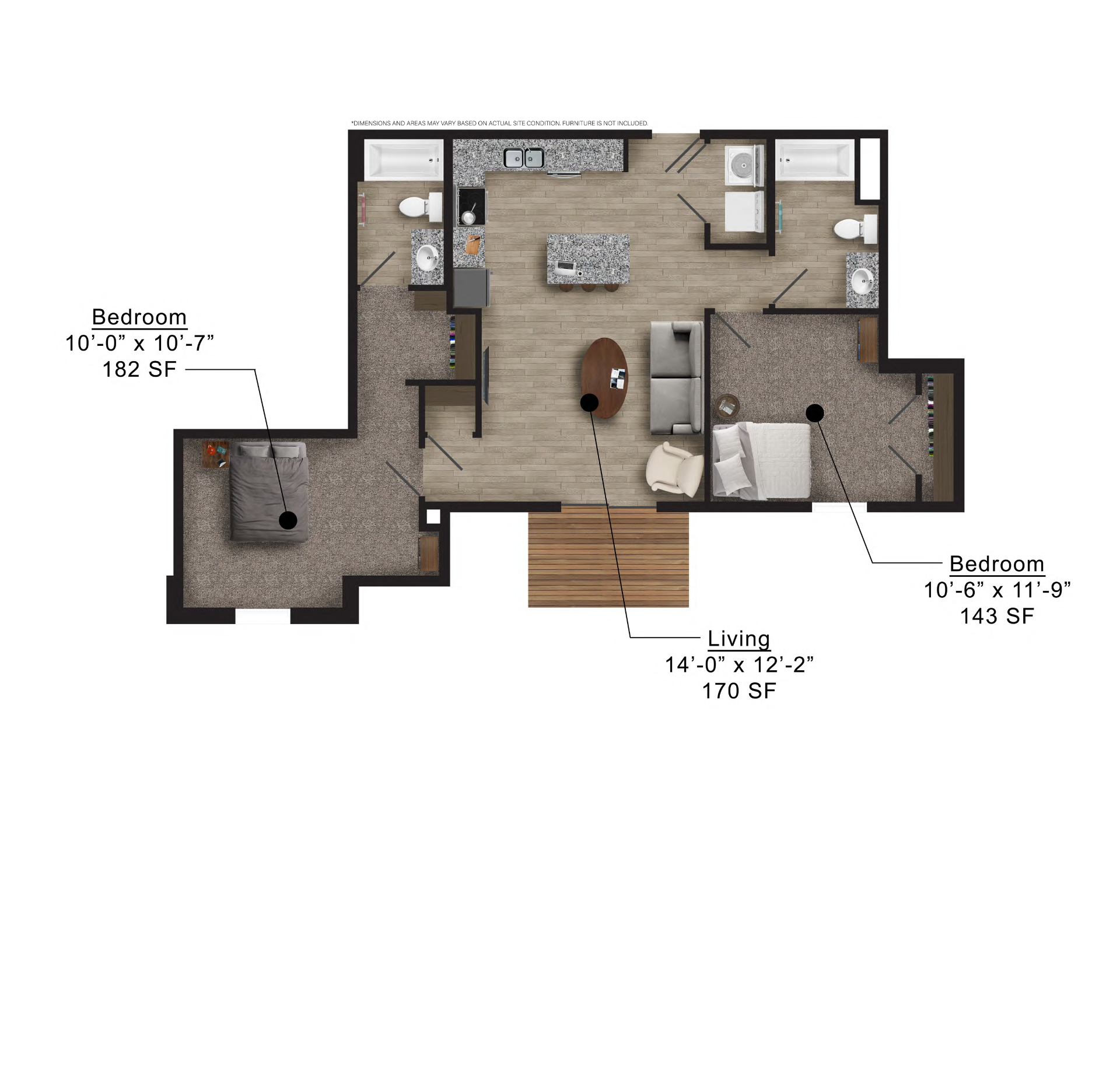 Mortensen Heights | Floor plan layout of a spacious apartment unit at Unique Apartment Homes in Ames, IA, featuring modern design and functional living spaces.