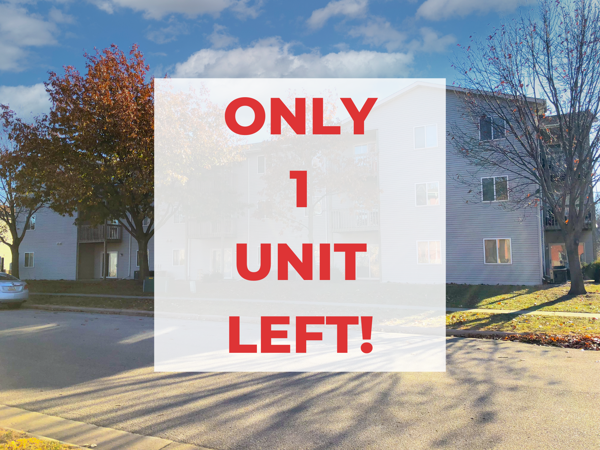 Exterior view of Timbercreek, a modern apartment building in Ames, IA offering convenient living spaces close to local & ISU amenities.