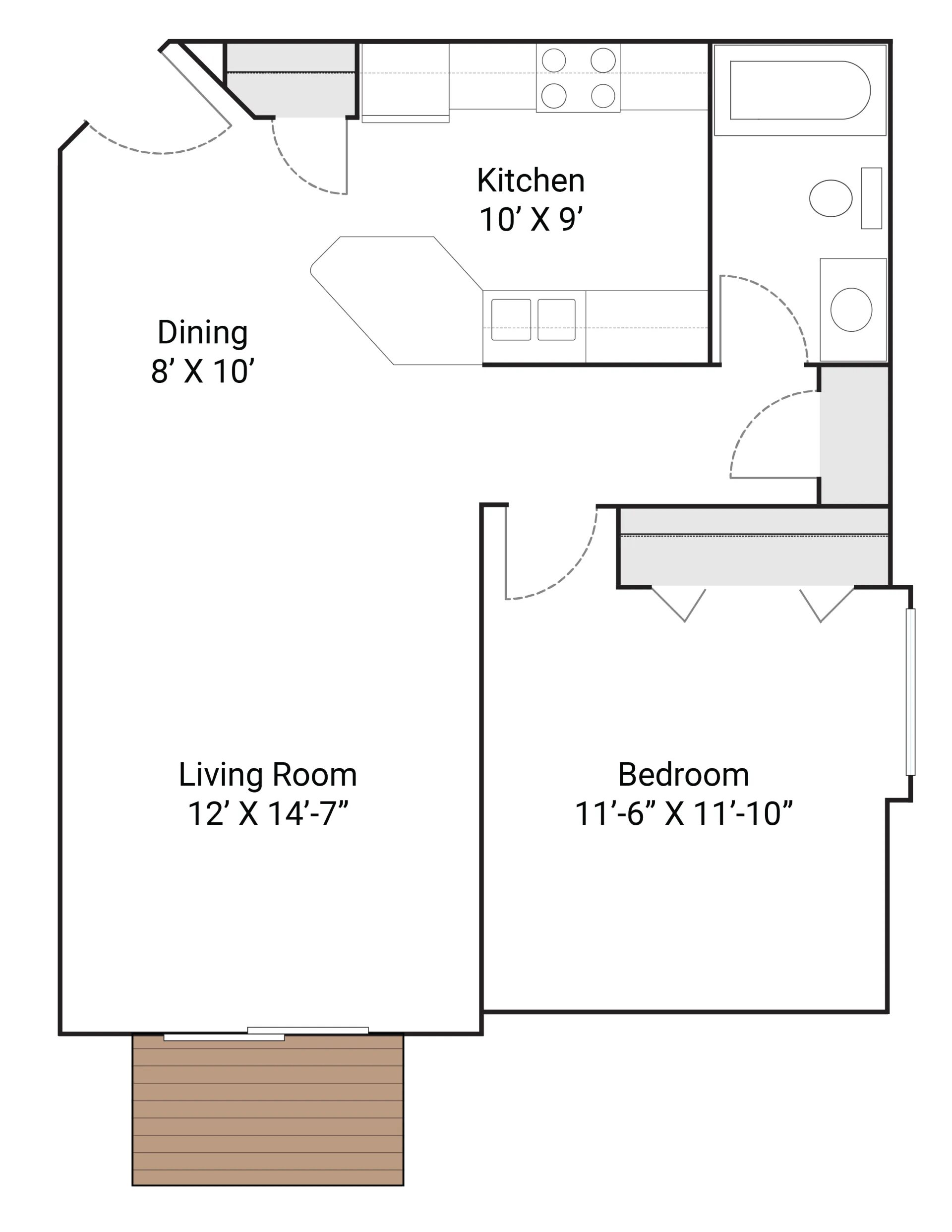 Town Centre | Floor plan layout of a spacious apartment unit at Unique Apartment Homes in Ames, IA, featuring comfortable design and functional living spaces.