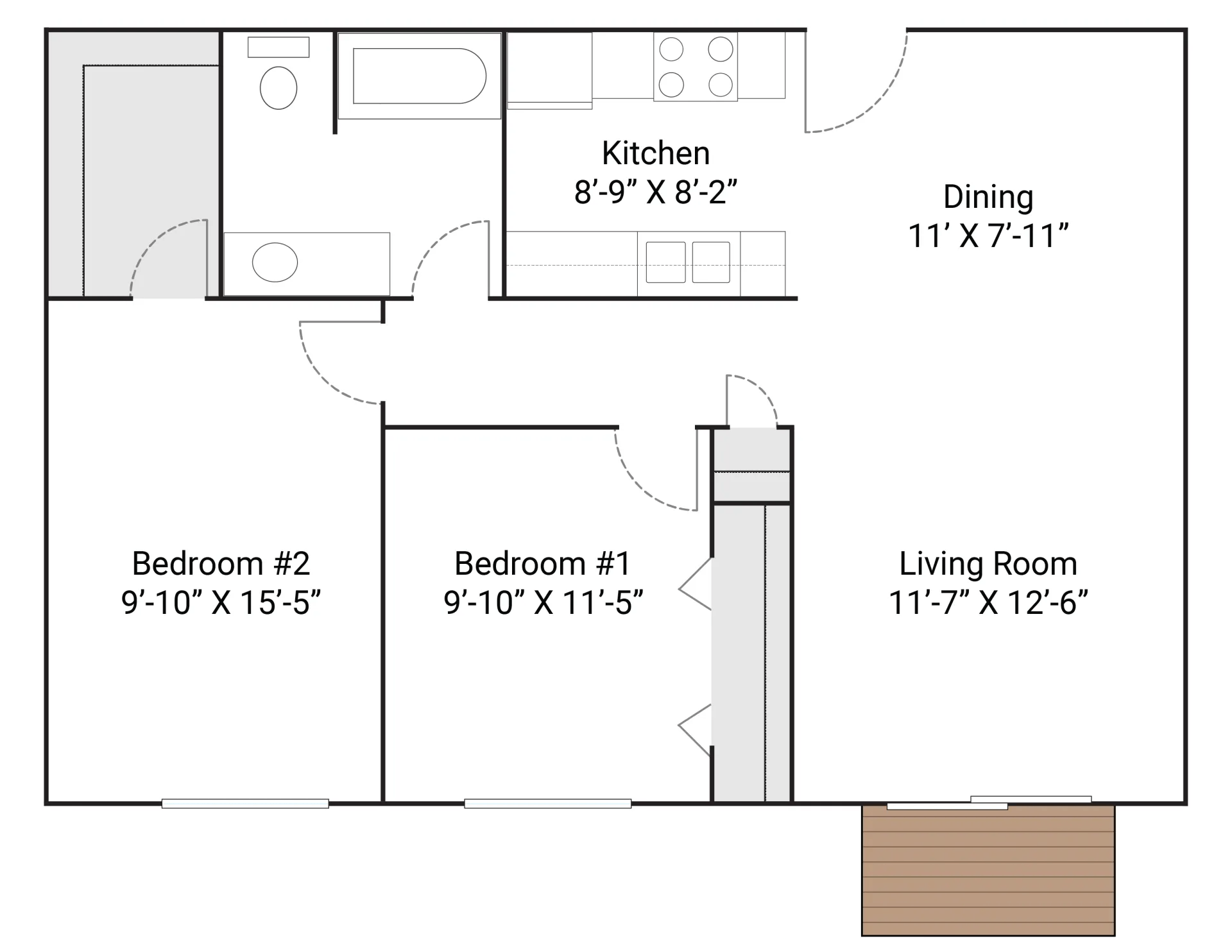 Town Centre | Floor plan layout of a spacious apartment unit at Unique Apartment Homes in Ames, IA, featuring comfortable design and functional living spaces.