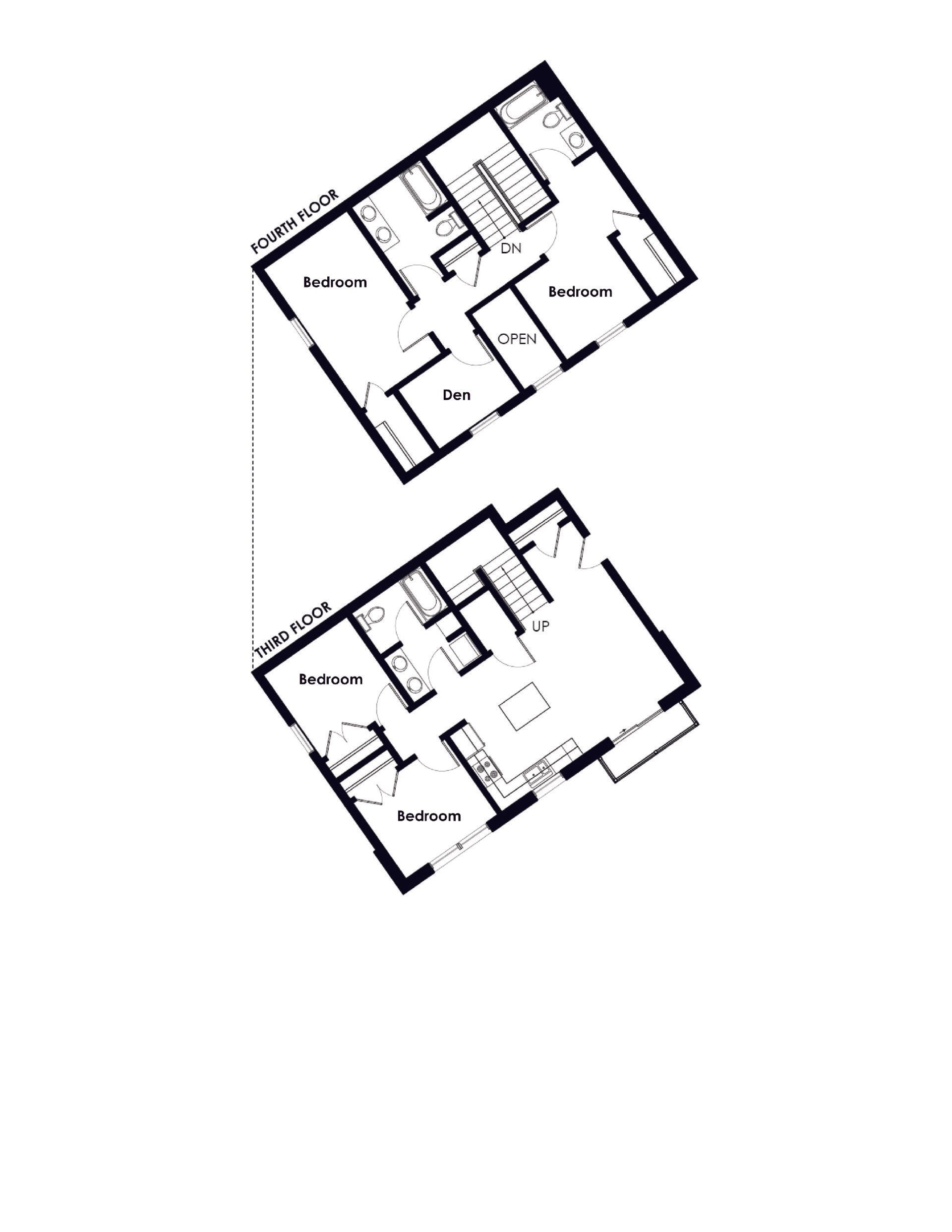 Triangle Apartments | Floor plan layout of a spacious apartment unit at Unique Apartment Homes in Ames, IA, featuring modern design and functional living spaces.