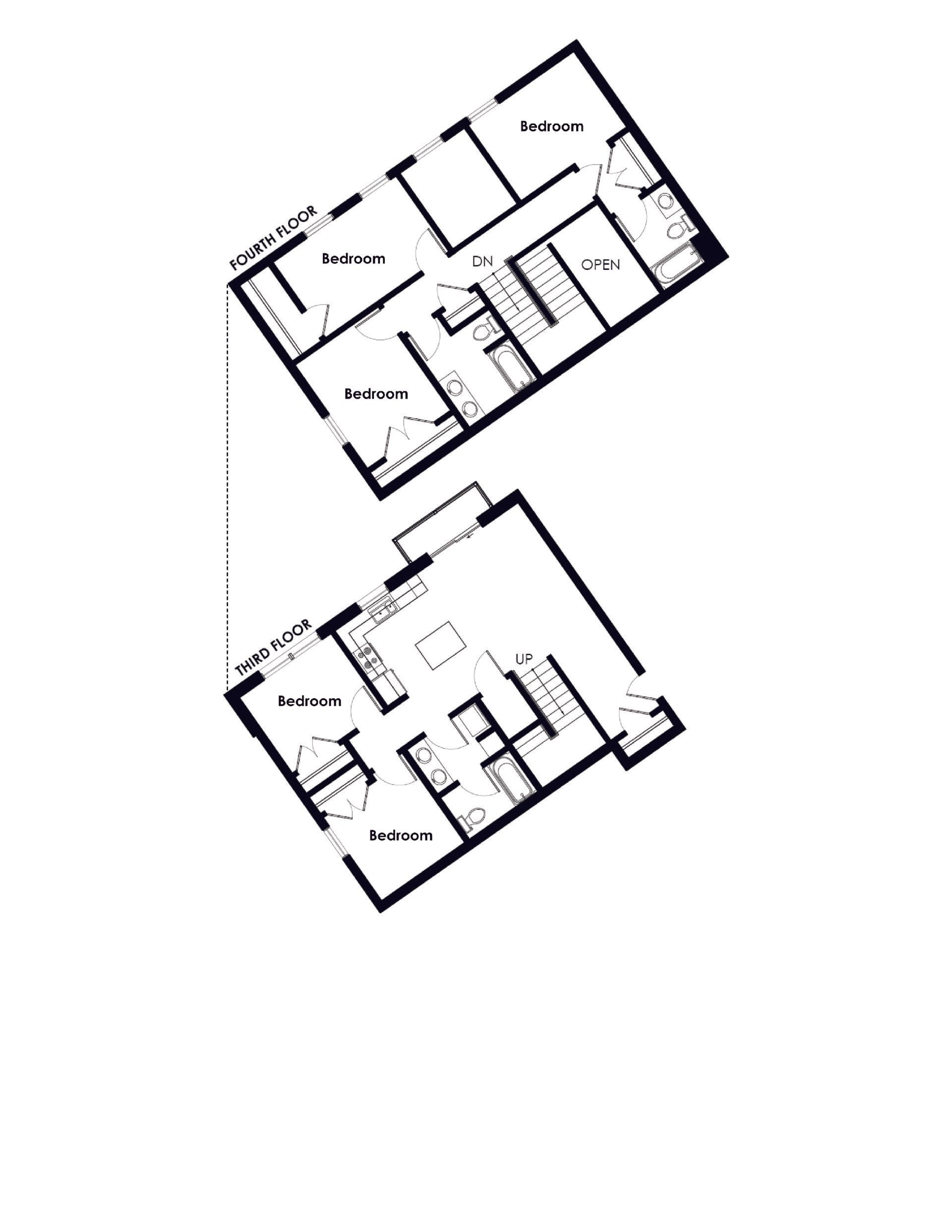Triangle Apartments | Floor plan layout of a spacious apartment unit at Unique Apartment Homes in Ames, IA, featuring modern design and functional living spaces.