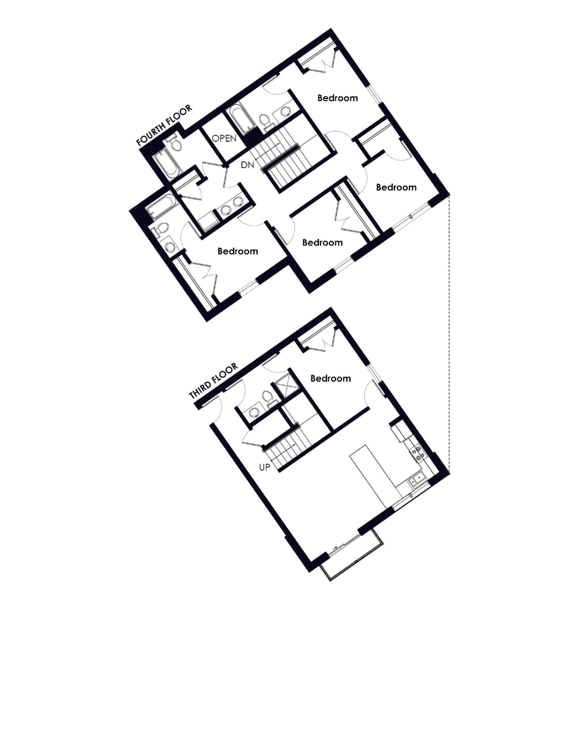 Triangle Apartments | Floor plan layout of a spacious apartment unit at Unique Apartment Homes in Ames, IA, featuring modern design and functional living spaces.