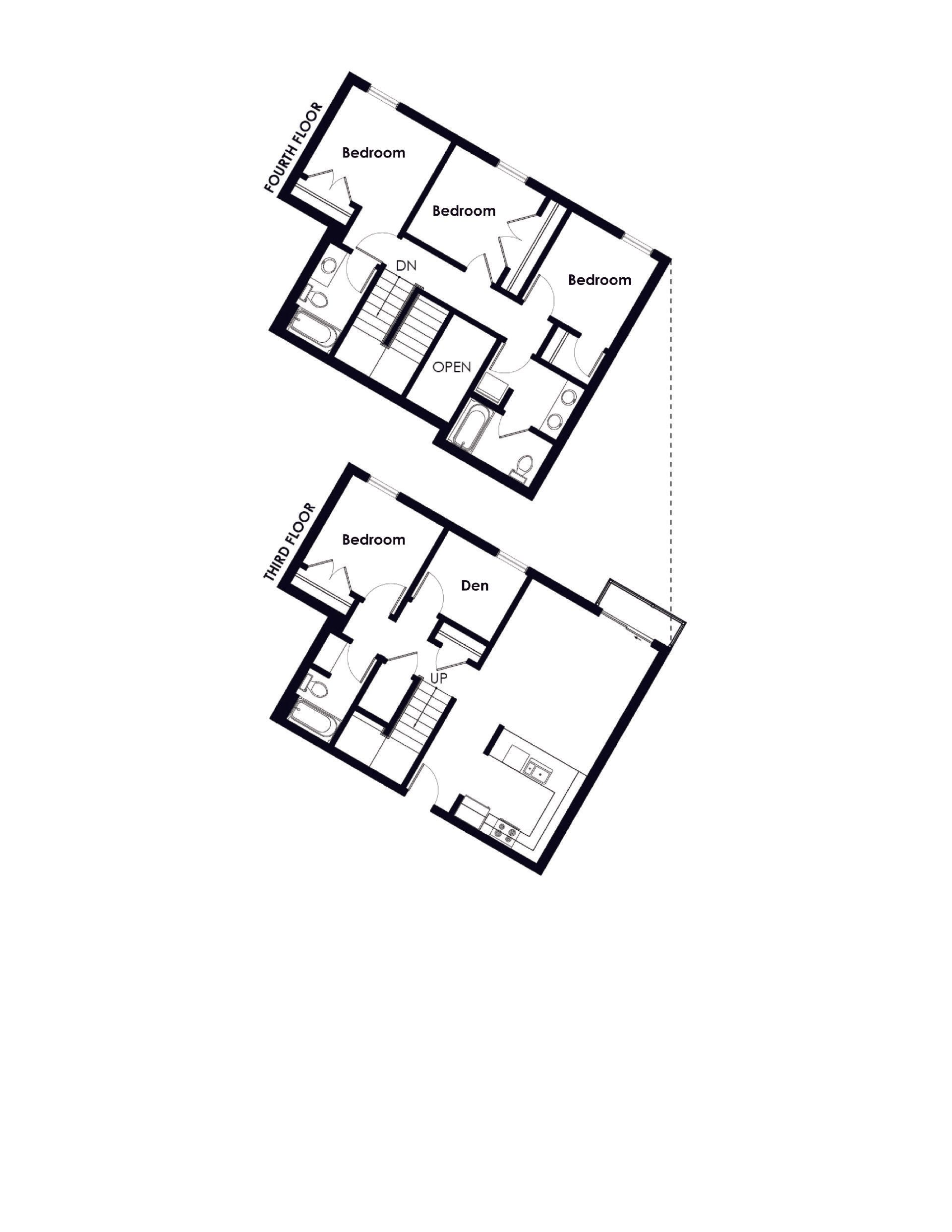 Triangle Apartments | Floor plan layout of a spacious apartment unit at Unique Apartment Homes in Ames, IA, featuring modern design and functional living spaces.