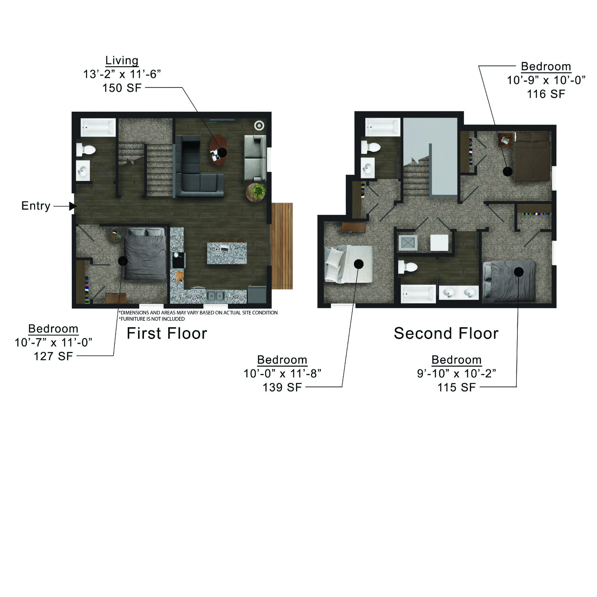 West Street Lofts | Floor plan layout of a spacious apartment unit at Unique Apartment Homes in Ames, IA, featuring modern design and functional living spaces.