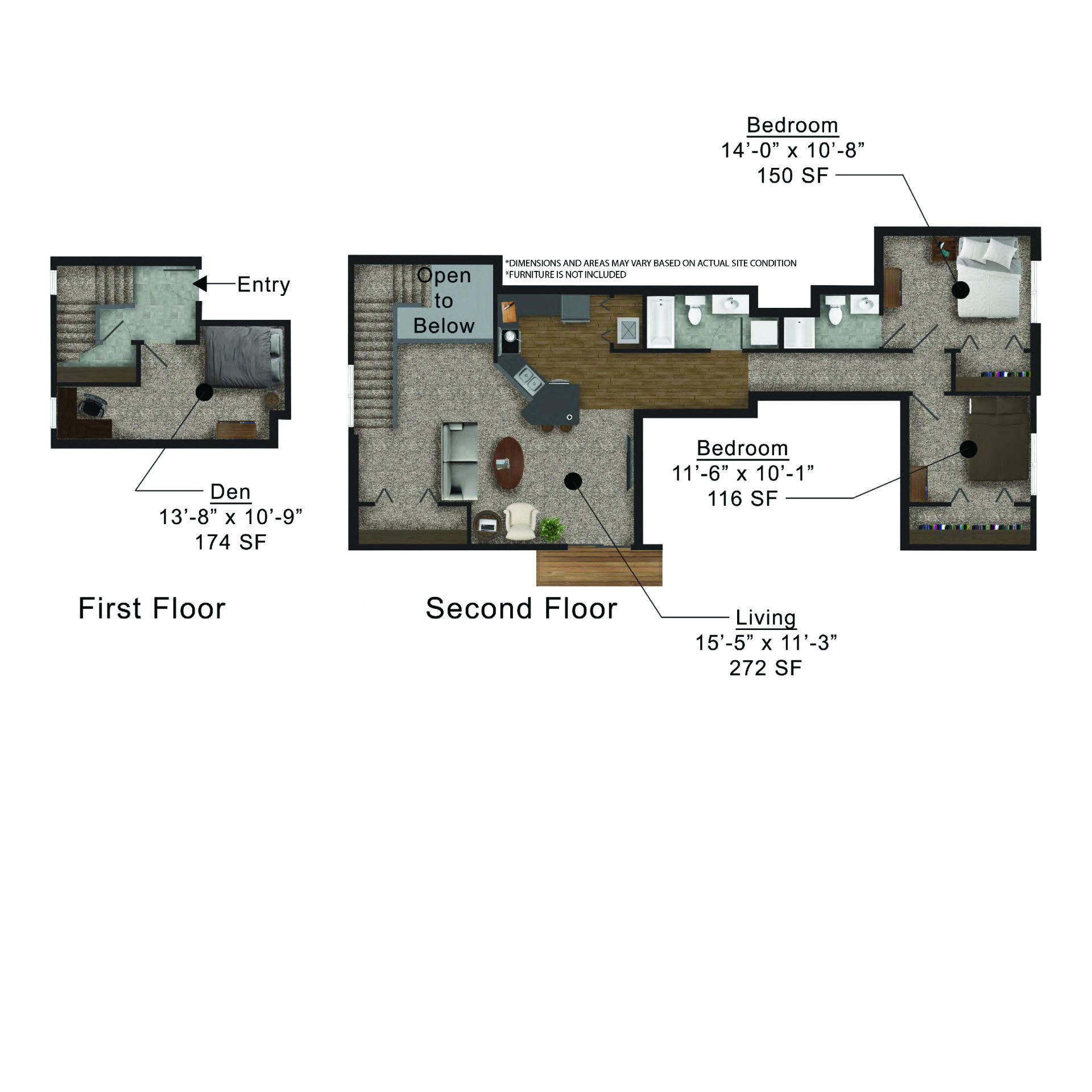 West Street Lofts | Floor plan layout of a spacious apartment unit at Unique Apartment Homes in Ames, IA, featuring modern design and functional living spaces.