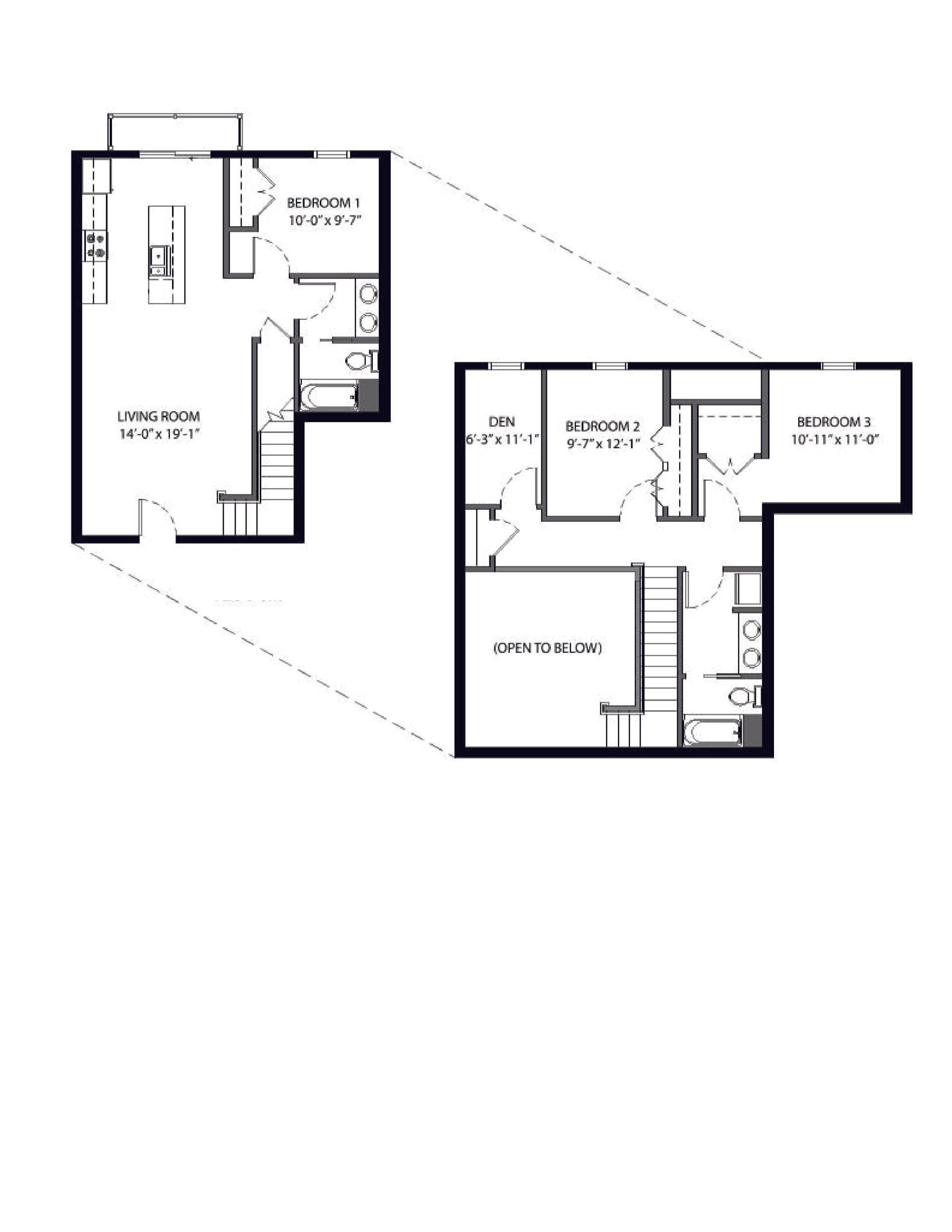 444 Welch | Floor plan layout of a spacious apartment unit at Unique Apartment Homes in Ames, IA, featuring modern design and functional living spaces.