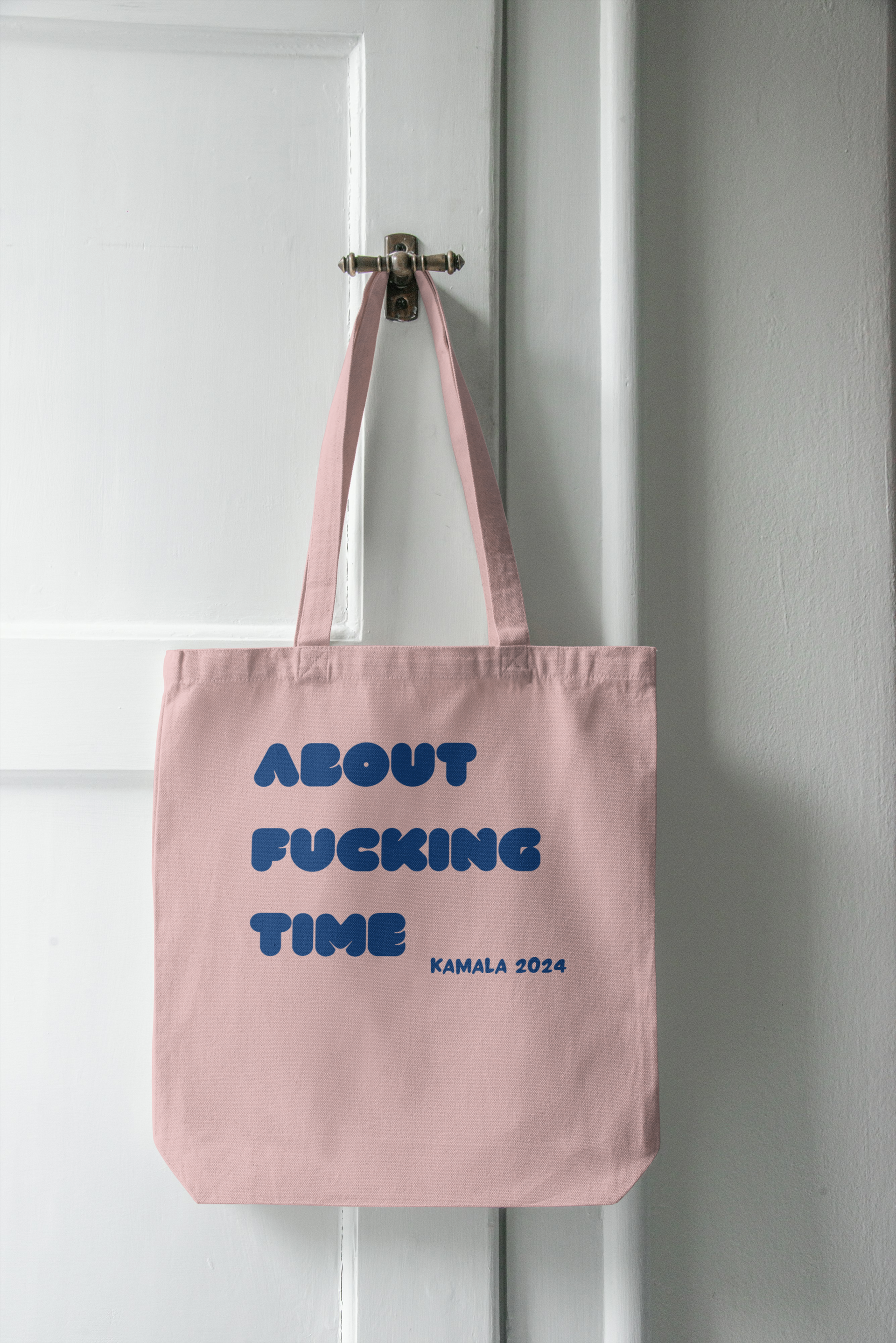 ABOUT FUCKING TIME TOTE. PINK