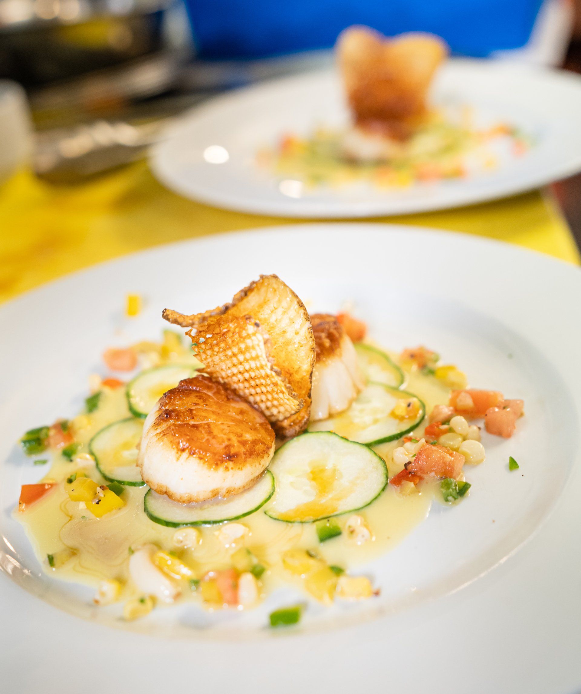 A close up of a plate of food on a table