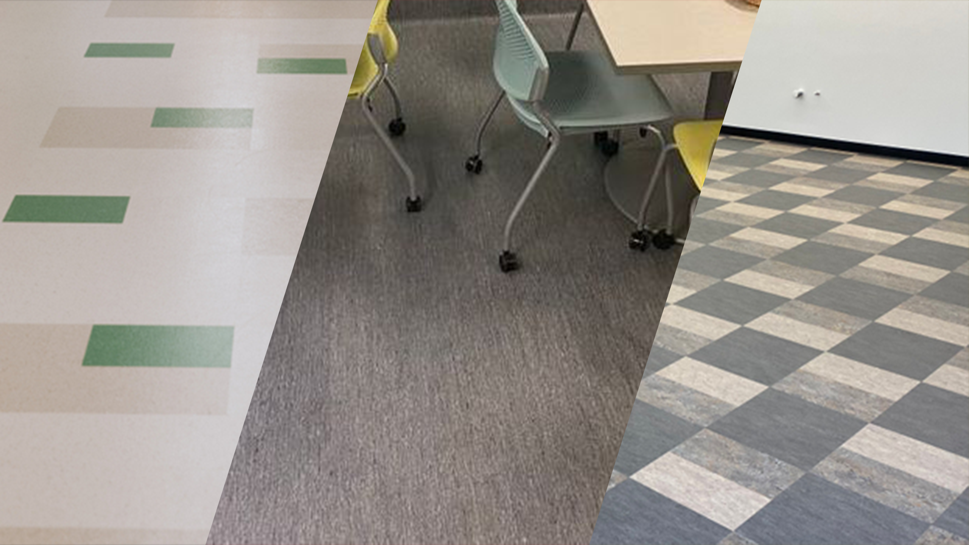 Three different types of flooring are shown in a collage.
