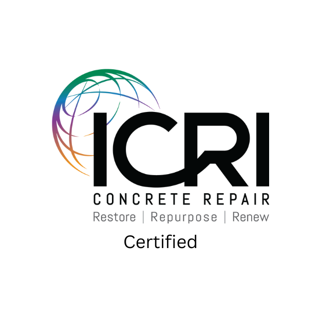 The logo for concrete repair restore repurpose renew is certified.